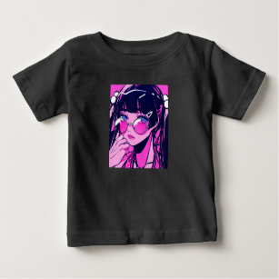 T-shirt Pour Bébé Anime Girl Kawaii Waifu Pink Aesthetic Japanese Ot