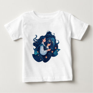 T-shirt Pour Bébé Anime Girl with Stars - Dreamy Cosmic Aesthetics