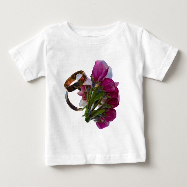 T-shirt Pour Bébé Anneaux et fleurs mariages (Devant)