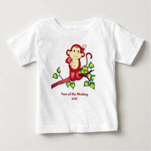 T-shirt Pour Bébé Année de la chemise 2016 rouge de bébé de singe