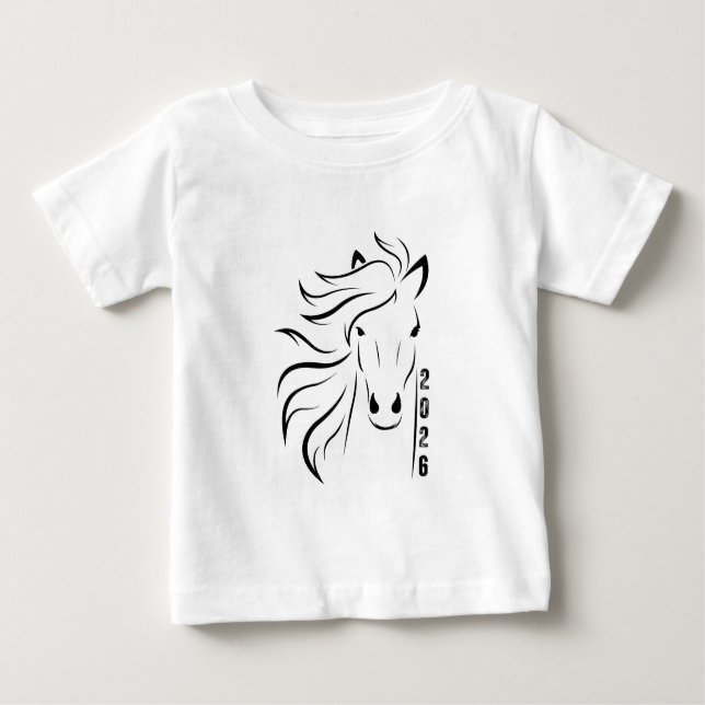 T-shirt Pour Bébé Année du cheval 2026 (Devant)