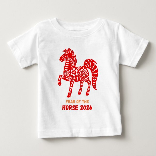 T-shirt Pour Bébé Année du cheval 2026 (Devant)
