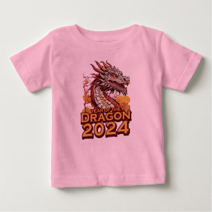 T-shirt Pour Bébé Année du dragon 2024 bébé rose T-shirt, Dragon