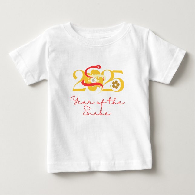 T-shirt Pour Bébé Année du serpent 2025 fleur (Devant)