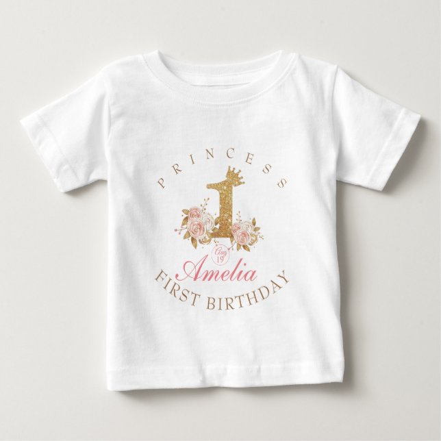 T-shirt Pour Bébé Anniversaire 1ère Princesse (Devant)