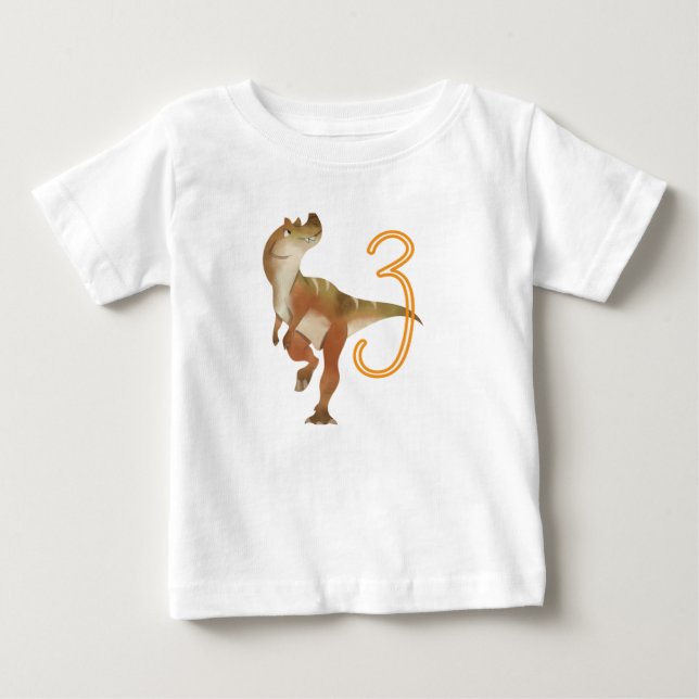 T-shirt Pour Bébé Anniversaire 3 ans de dinosaure      (Devant)