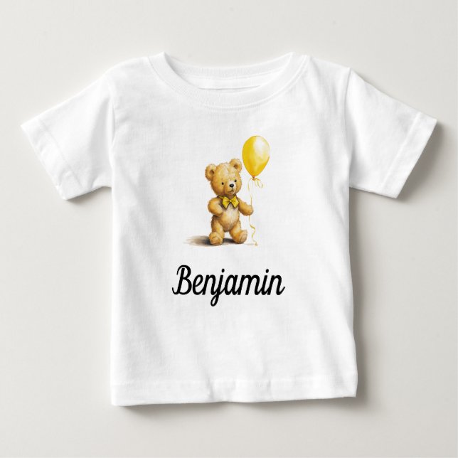 T-shirt Pour Bébé Anniversaire, Anniversaire Garçon, Ours, Personnal (Devant)