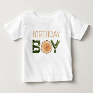 T-shirt Pour Bébé Anniversaire Boy Aquarelle Bois
