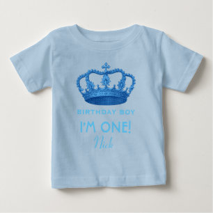 T-shirt Pour Bébé Anniversaire Boy Royal Prince Crown Un An Vieux V0