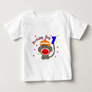 T-shirt Pour Bébé Anniversaire BOY Sock singe 1 an
