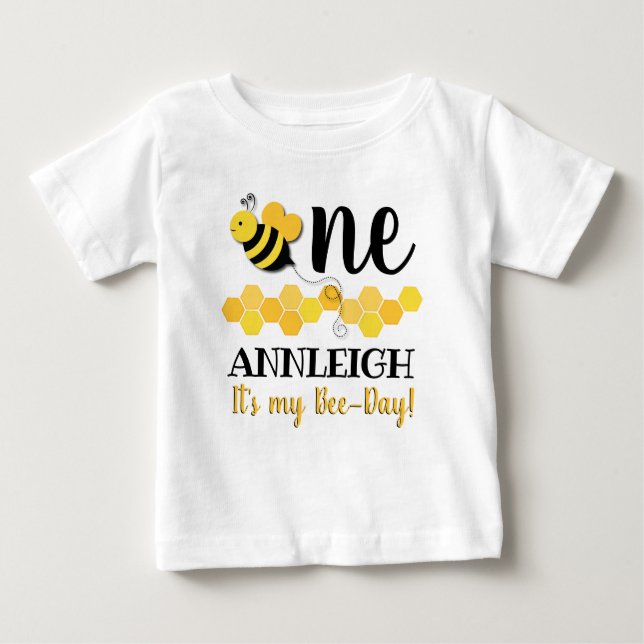 T-shirt Pour Bébé Anniversaire d'Abeille-Jour de miel premier (Devant)