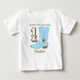 T-shirt Pour Bébé Anniversaire de botte de cowboy premier