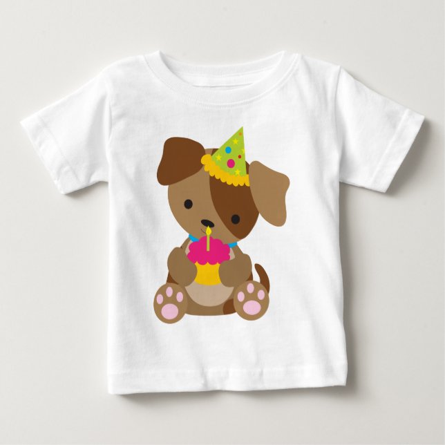 T-shirt Pour Bébé Anniversaire de chiot (Devant)
