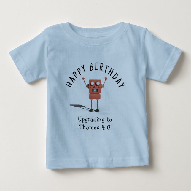 T-shirt Pour Bébé Anniversaire de enfant robot Red 3D (Devant)