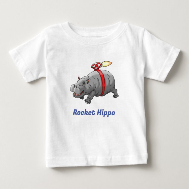 T-shirt Pour Bébé Anniversaire de Hippo Fusée (Devant)