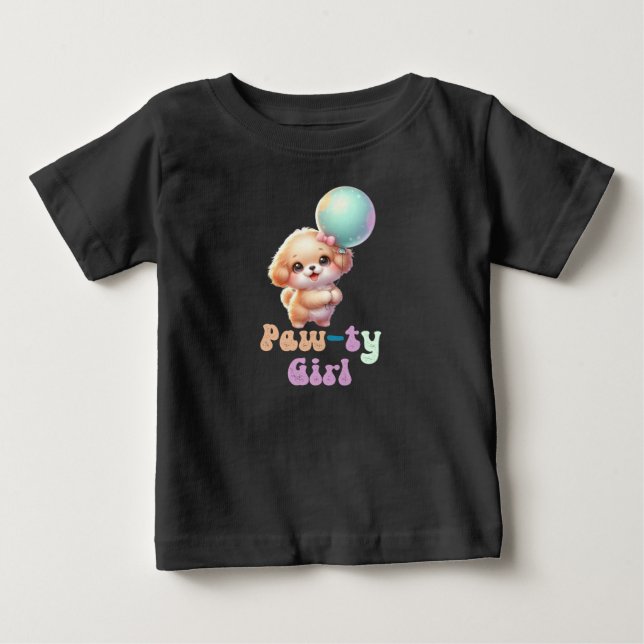 T-shirt Pour Bébé Anniversaire de la chienne, Let's Pawty (Devant)