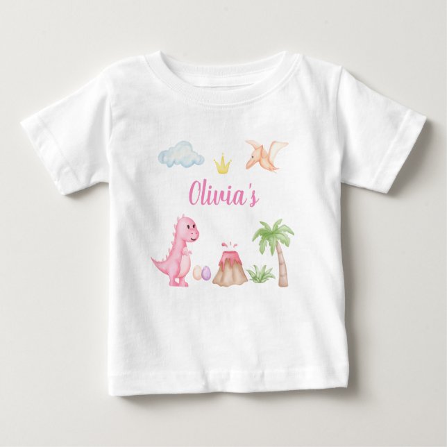 T-shirt Pour Bébé Anniversaire de la fille Dinosaur (Devant)