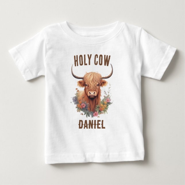 T-shirt Pour Bébé Anniversaire de la vache Highland (Devant)