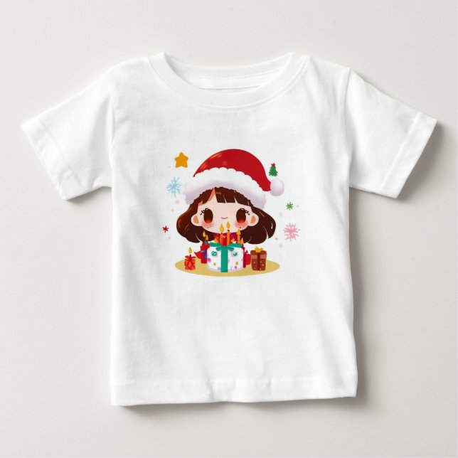 T-shirt Pour Bébé Anniversaire de Noël 2 (Devant)