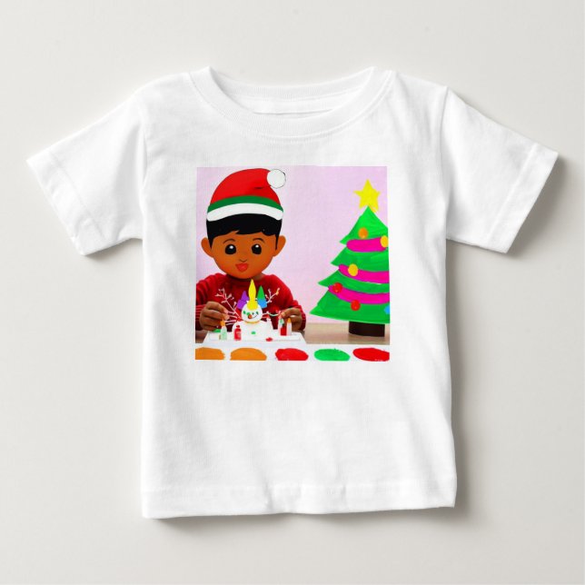 T-shirt Pour Bébé Anniversaire de Noël 4 (Devant)
