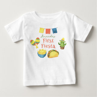 T-shirt Pour Bébé Anniversaire de premier âge Fiesta Aquarelle