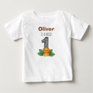T-shirt Pour Bébé Anniversaire de premier de safari de bébé lion mig