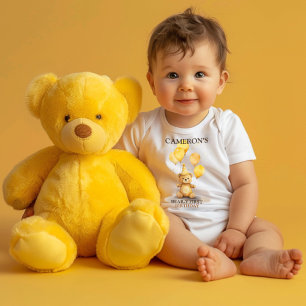 T-shirt Pour Bébé Anniversaire de premier ours jaune neutre