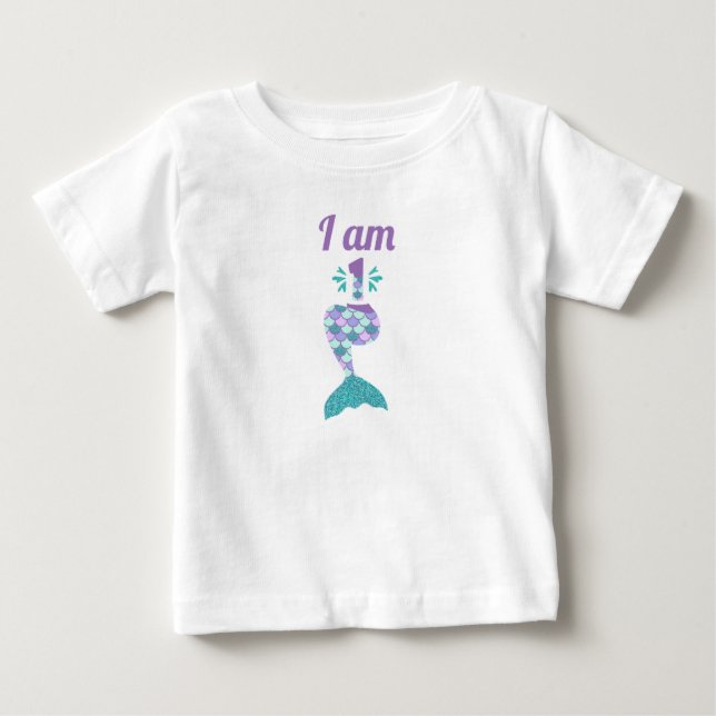 T-shirt Pour Bébé Anniversaire de première année Sirène (Devant)