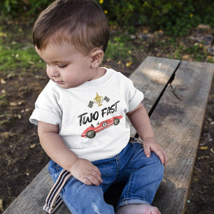 T-shirt Pour Bébé Anniversaire de voiture de course rapide deux