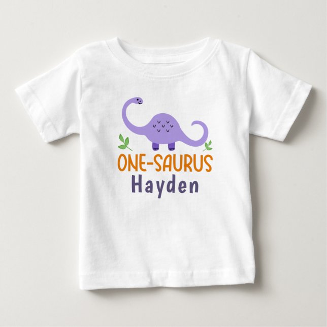 T-shirt Pour Bébé Anniversaire du dinosaure à un saurus personnalisa (Devant)