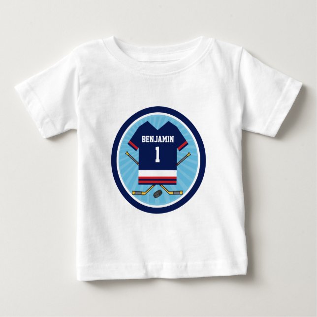 T-shirt Pour Bébé Anniversaire du Jersey V2 de hockey sur glace ęr (Devant)
