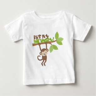 T-shirt Pour Bébé Anniversaire du singe en jeu