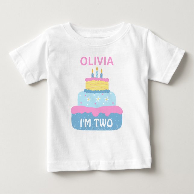 T-shirt Pour Bébé Anniversaire en couche mignonne fille de 2 ans Per (Devant)