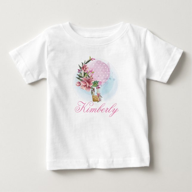 T-shirt Pour Bébé Anniversaire en montgolfière personnalisée (Devant)