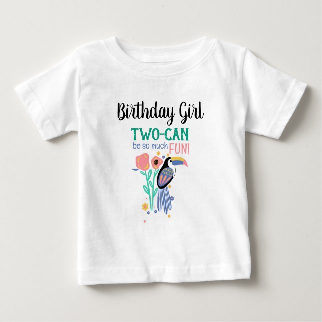 T-shirt Pour Bébé Anniversaire Fille DEUX-CAN (Toucan) 2e anniversai (Devant)