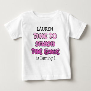 T-shirt Pour Bébé Anniversaire Fille, nom et âge, Chemise de gâteau