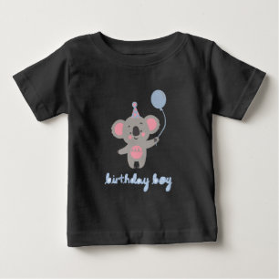 T-shirt Pour Bébé Anniversaire Garçon Teddy Ours Tenant Un Ballons