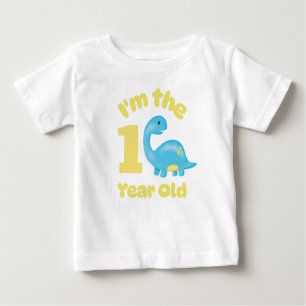 T-shirt Pour Bébé Anniversaire Je suis L'Enfant 1 An Dinosaure bébé