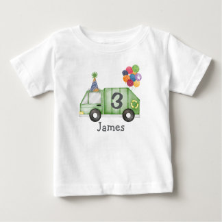 T-shirt Pour Bébé Anniversaire Personnalisé de Camion à Ordures pour