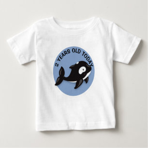 T-shirt Pour Bébé Anniversaire personnalisé de la baleine noire et b