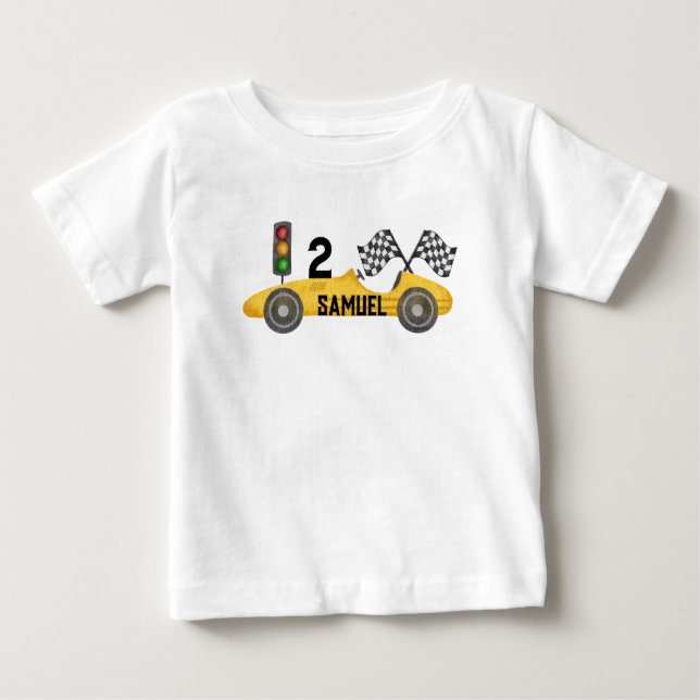 T-shirt Pour Bébé Anniversaire personnalisé de Little Racer (Devant)