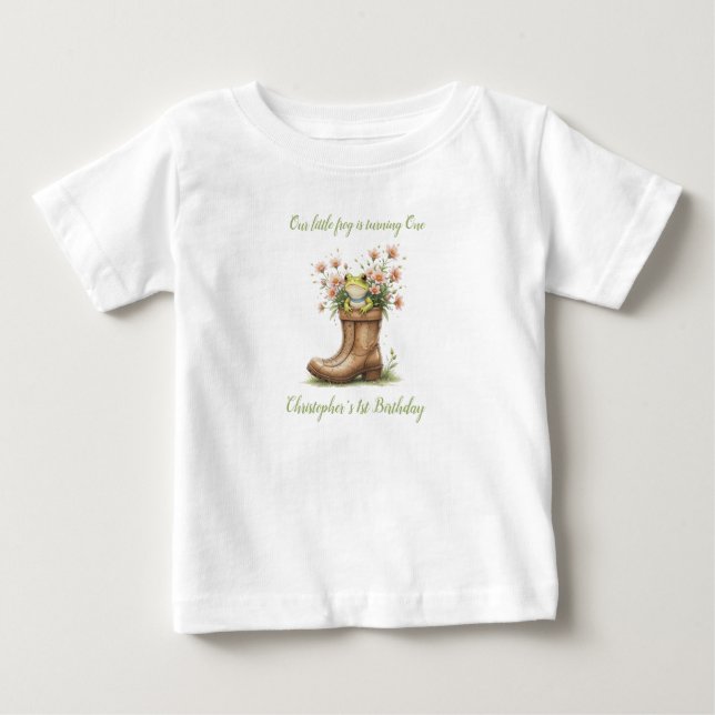T-shirt Pour Bébé Anniversaire personnalisé petite grenouille Froggi (Devant)