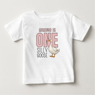T-shirt Pour Bébé Anniversaire Personnalisé Rose Une Oie Ridicule Pr