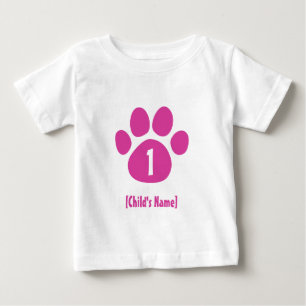 T-shirt Pour Bébé Anniversaire rose d'empreinte de patte