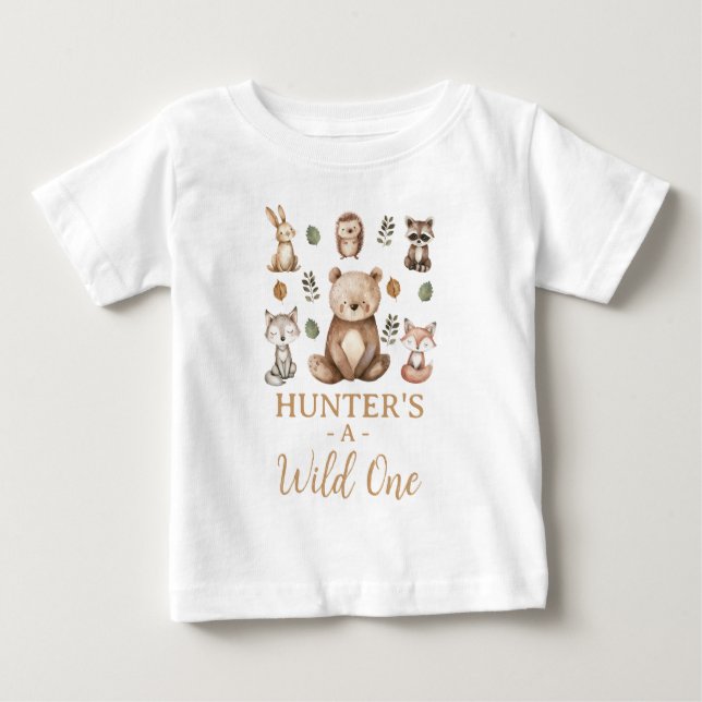 T-shirt Pour Bébé Anniversaire sauvage moderne ours 1 an (Devant)