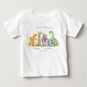 T-shirt Pour Bébé Anniversaire sur le thème des dinosaures mignons