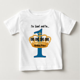 T-shirt Pour Bébé Anniversaire Tee pour un an Blue Gold Crown
