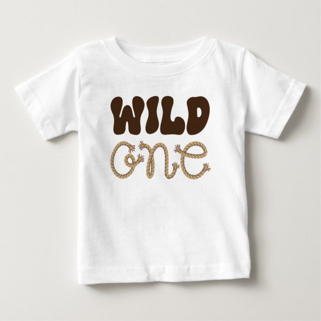 T-shirt Pour Bébé Anniversaire Wild One Cowboy (Devant)