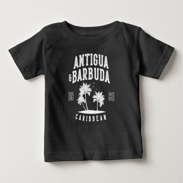 T-shirt Pour Bébé Antigua & Barbuda Caribbean Palm Tree (Devant)