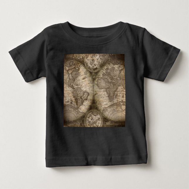 T-shirt Pour Bébé Antique Historique Ancien Monde Atlas Continents (Devant)